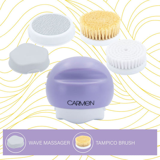 Carmen 4-in-1 Electric Body Brush - Cleanse, Exfoliate & Massage, Purple