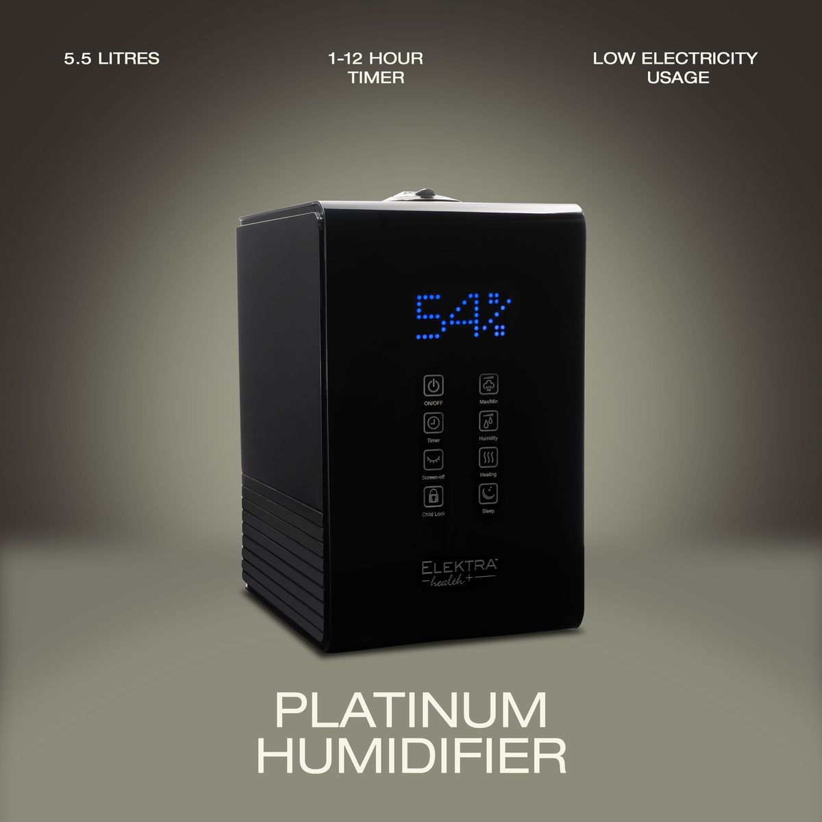 Elektra 5.5L Steam Humidifier - Platinum Digital with Aromatherapy