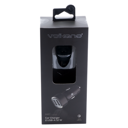 Volkano Dual USB Car Charger 12W - Fast Charging Phone Adapter (Black)