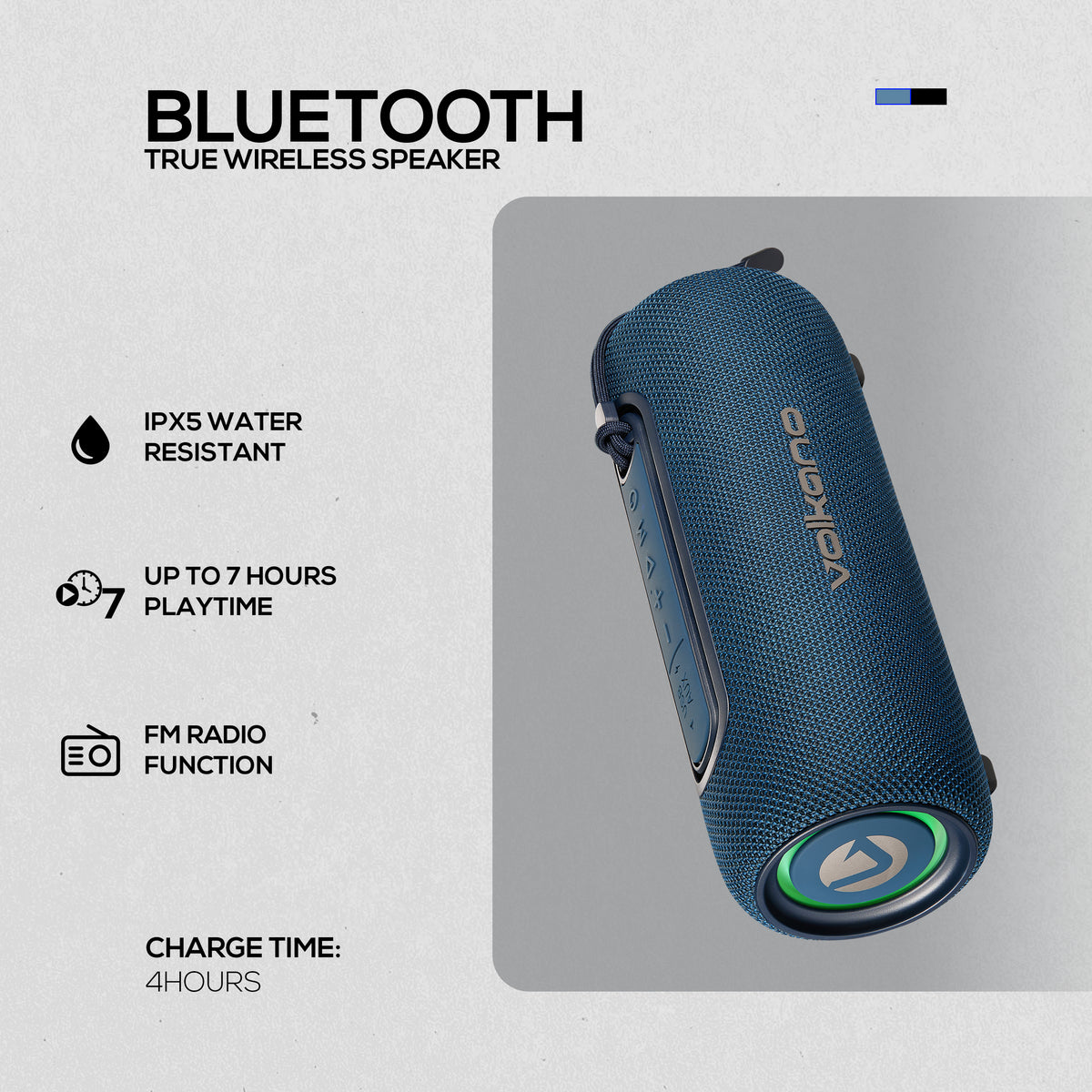 Volkano Mini Mamba 2.0 Series True Wireless Bluetooth Speaker - Blue