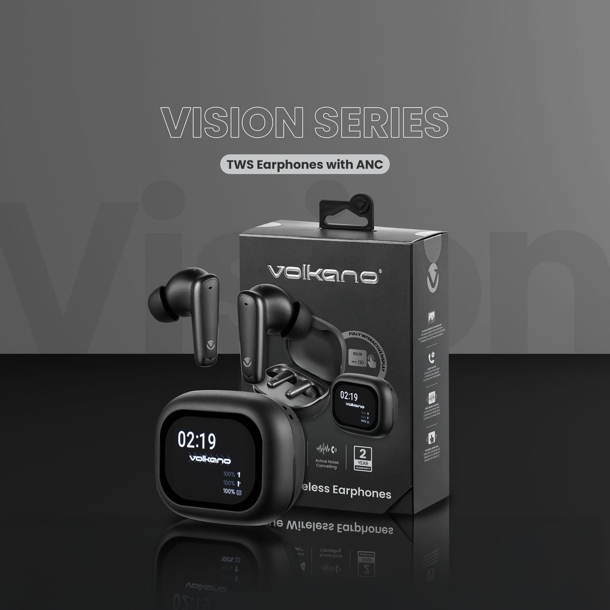 Volkano Vision Series TWS Earphones with ANC- Black