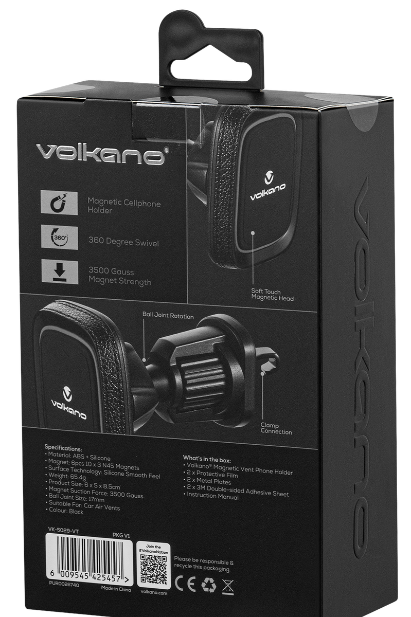 Volkano Hold Series Magnetic Car Phone Holder - Adjustable Air Vent Mount