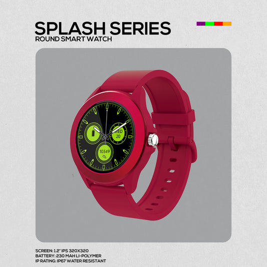 Volkano Splash Series Round Smartwatch - Red
