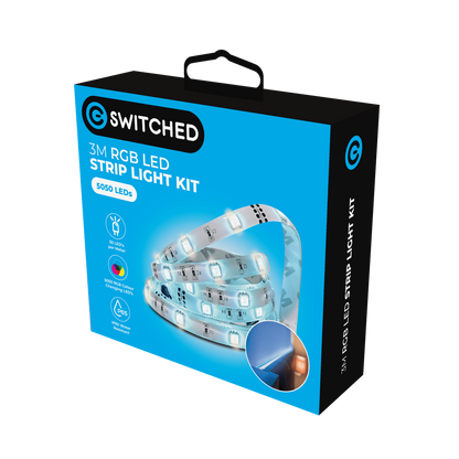 RGB LED Strip Light Kit with Remote Control: 3m | Self-Adhesive | Switched