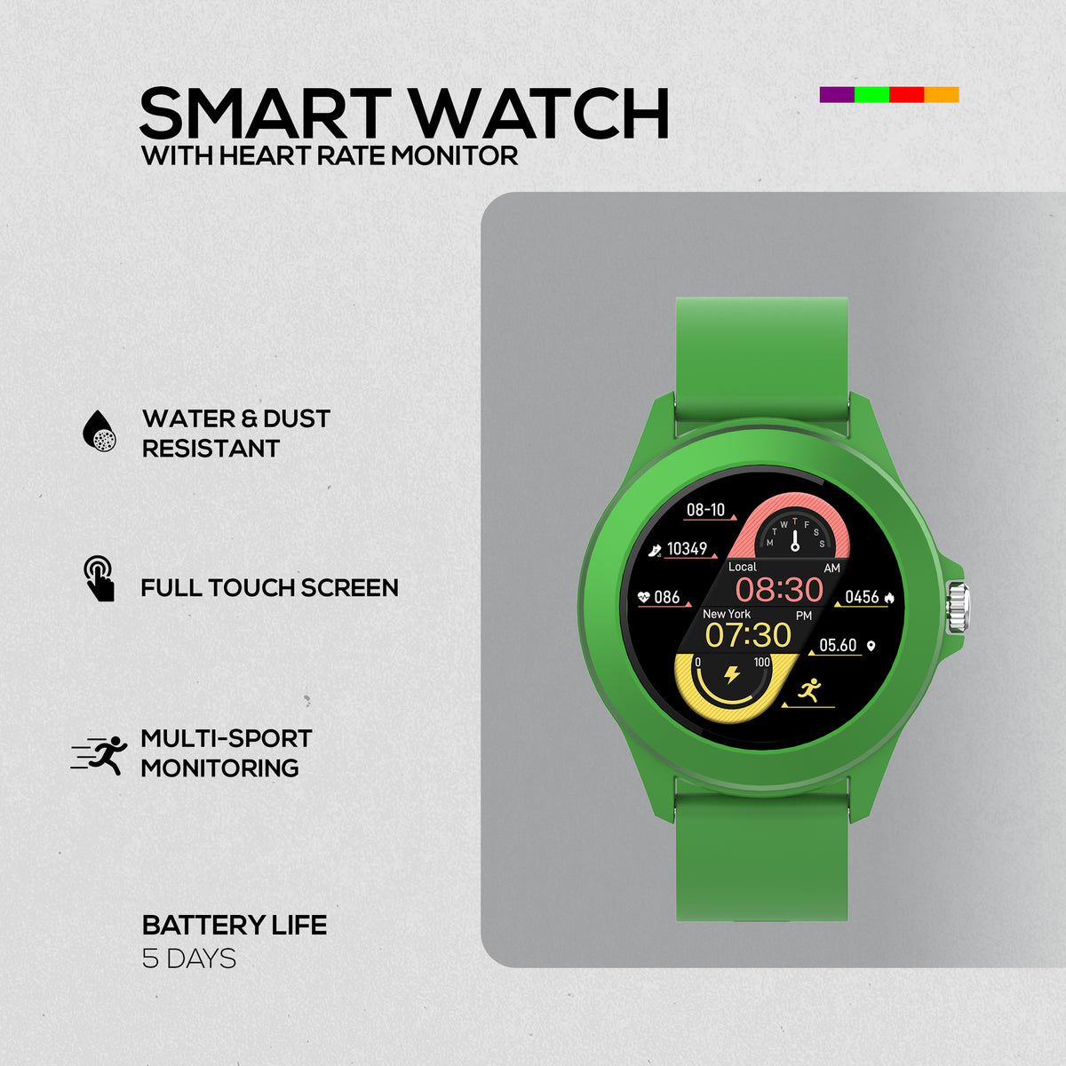 Volkano Splash Series Round Smartwatch - Green