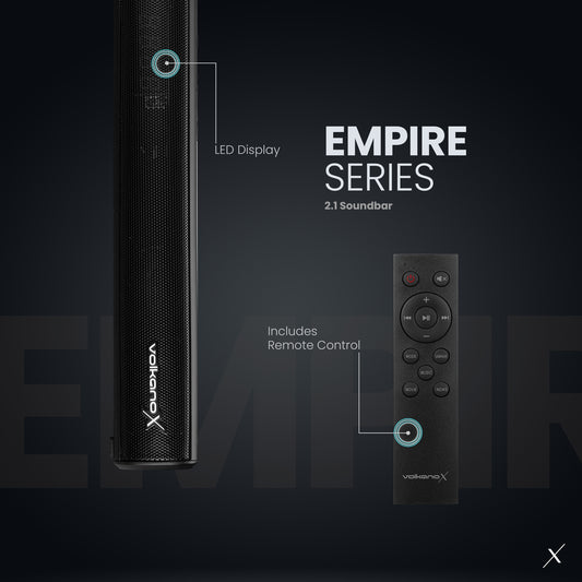VolkanoX 2.1 Bluetooth Soundbar System with wired subwoofer, Empire Series