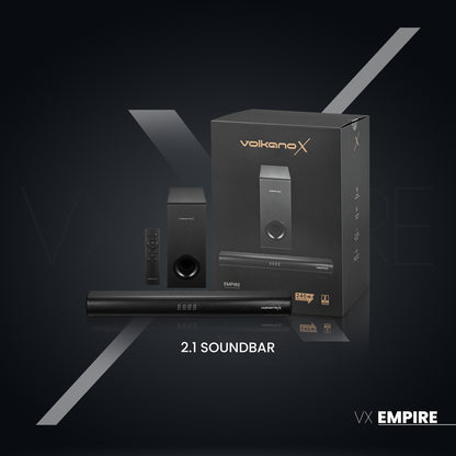 VolkanoX 2.1 Bluetooth Soundbar System with wired subwoofer, Empire Series