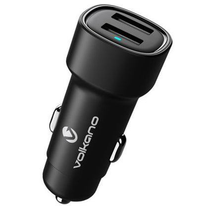 Volkano Dual USB Car Charger 12W - Fast Charging Phone Adapter (Black)