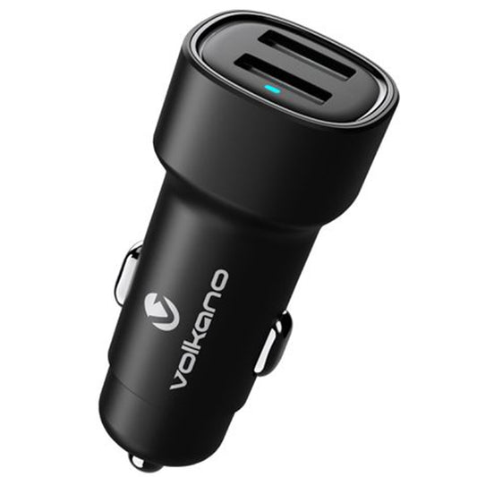 Volkano Dual USB Car Charger 12W - Fast Charging Phone Adapter (Black)