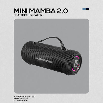 Volkano Mini Mamba 2.0 Series True Wireless Bluetooth Speaker - Black