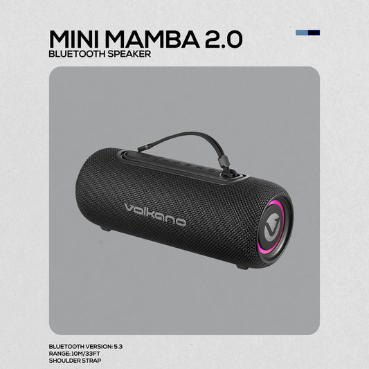 Volkano Mini Mamba 2.0 Series True Wireless Bluetooth Speaker - Black