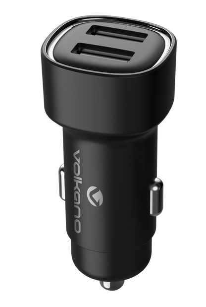 Volkano Dual USB Car Charger 12W - Fast Charging Phone Adapter (Black)