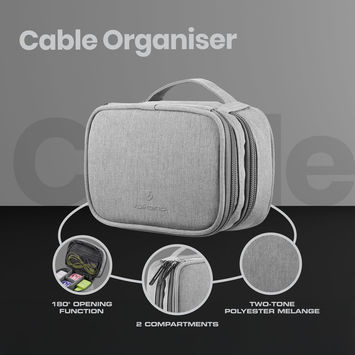 Volkano Cable Organiser Medium - Grey