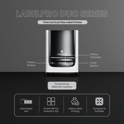 Volkano Label Printer - LabelPro Duo Series Dual Size Thermal Printer