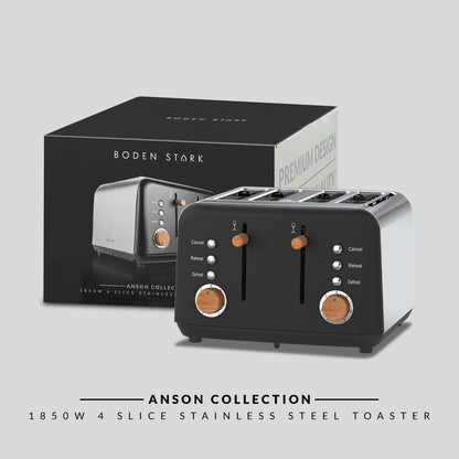 Boden Stark 4-Slice Stainless Steel Toaster - Anson Collection