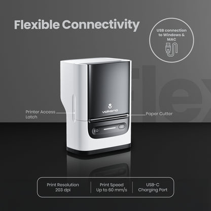 Volkano Label Printer - LabelPro Duo Series Dual Size Thermal Printer