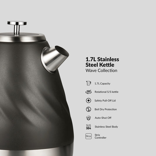 Boden Stark - 1.7L Stainless Steel Kettle With Boil Dry Protection