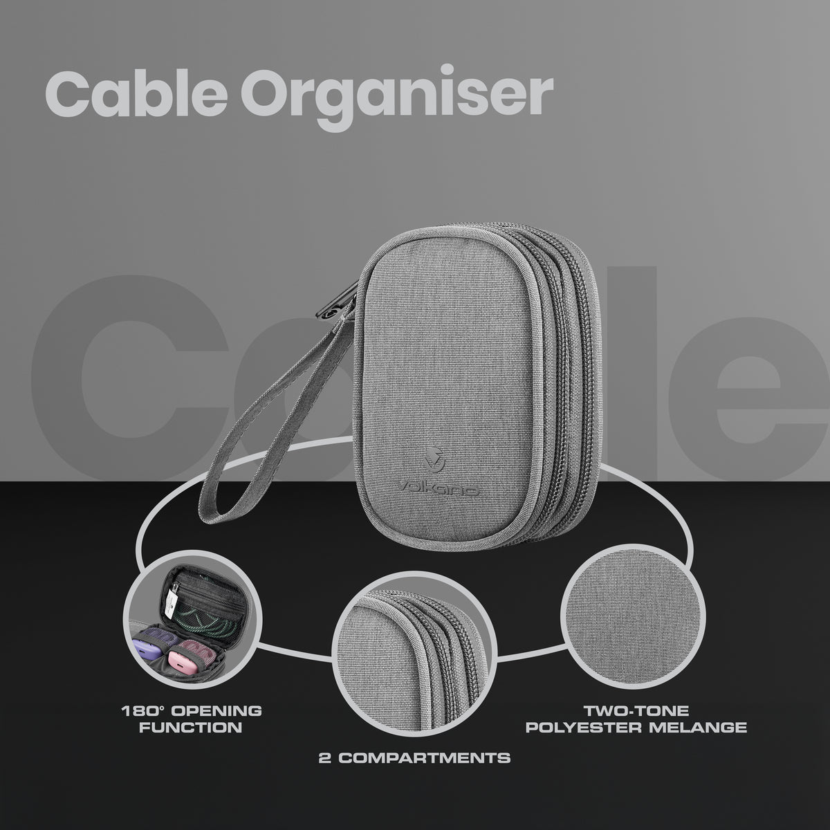 Volkano Cable Organiser Small - Grey