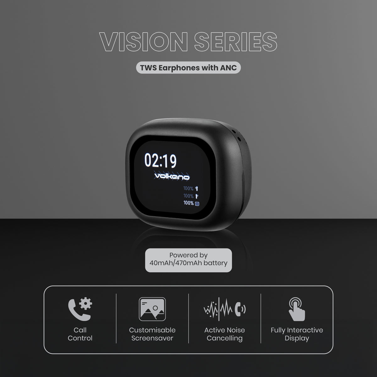 Volkano Vision Series TWS Earphones with ANC- Black